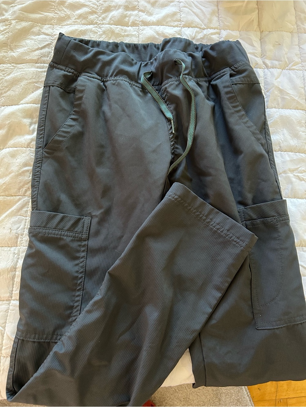 Med Couture women's Cargo Pants in Dark Gray with Drawstring